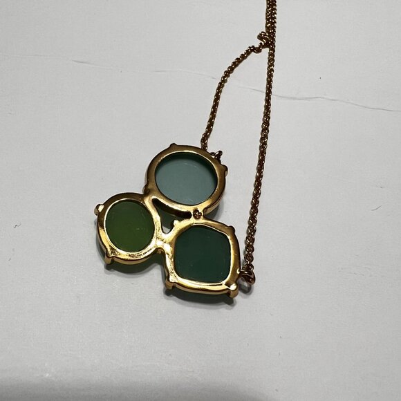 Kate Spade Triple Faceted Green Pendant Gold Chain Necklace Like New Adj… - Picture 7 of 9
